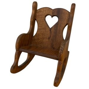 Vintage Doll Furniture Wooden Rocking Chair Heart Accent